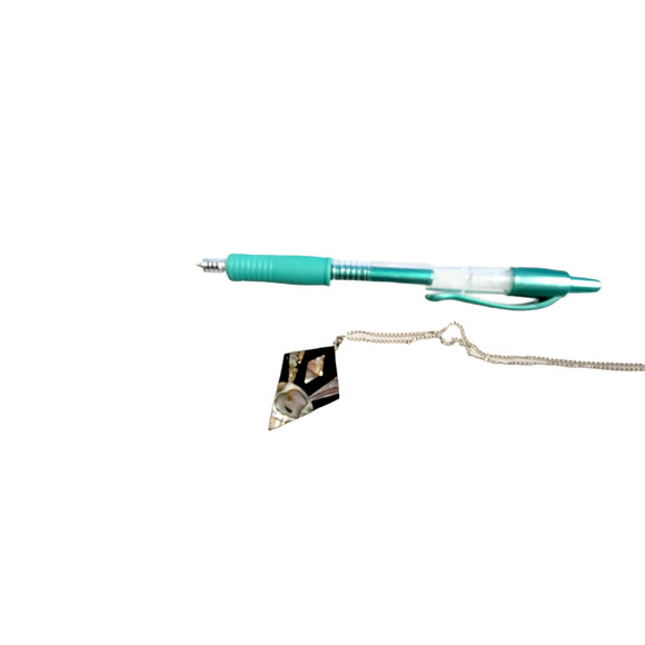 Vintage Silver Inlaid Mother of Pearl and Jet Art Deco Design Pendant 18" Chain - Picture 2 of 6